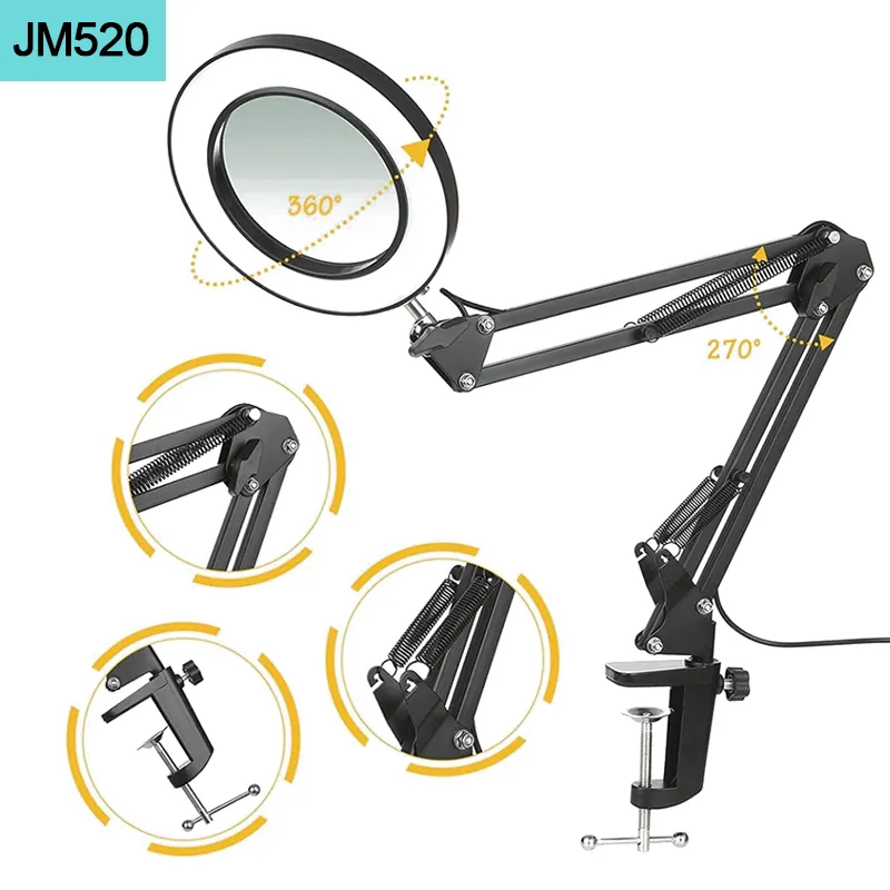 Skrivebordslampe med forstørrelsesglas